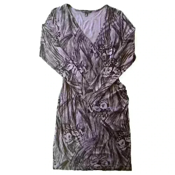 Banana Republic Dresses & Skirts - Banana Republic Midi Wrap Dress Long Sleeve Stretch V-Neck Purple Floral